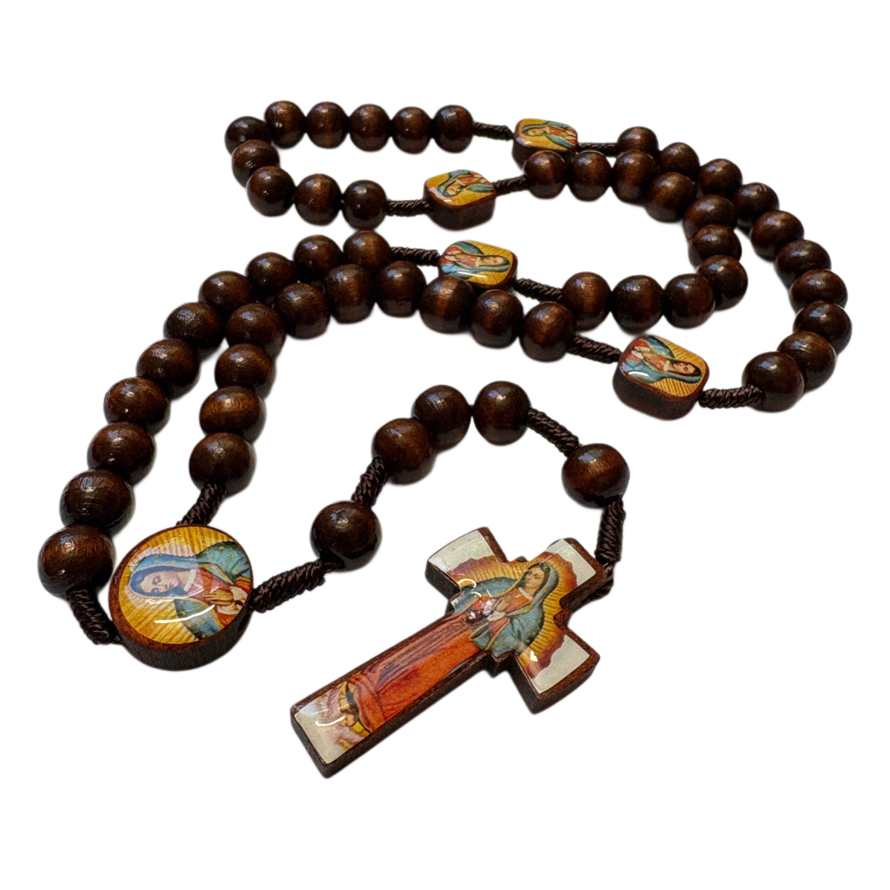 Our Lady of Guadalupe LRG Wooden Rosary   18"