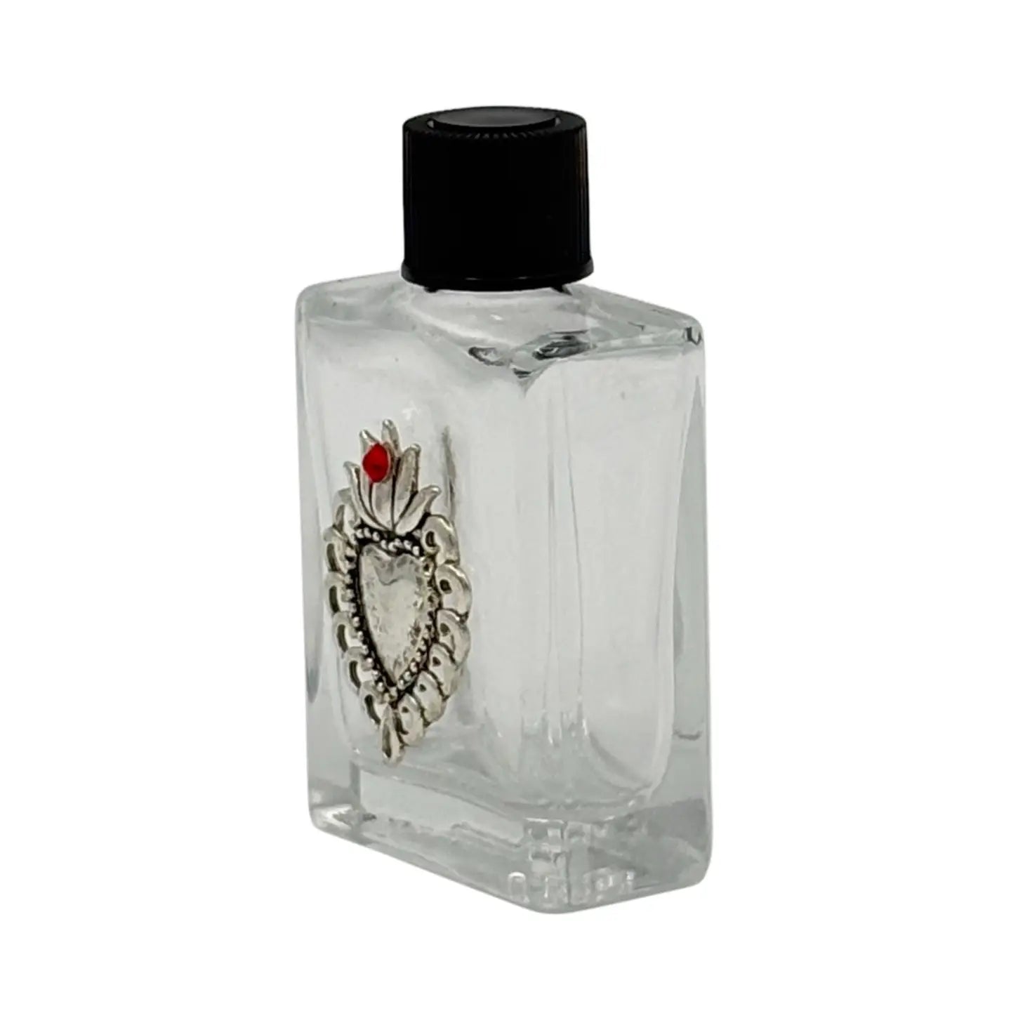Holy Water Bottle - Sacred Heart w/ Pewter Charm 2.5"