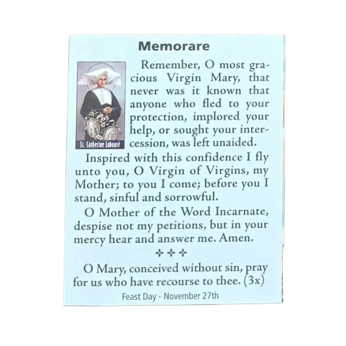 The Miraculous Medal Memorare Prayer Card Pamphlet  (25/pk)