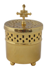 Brass Cylindrical Incense Burner w/ Cross (456)