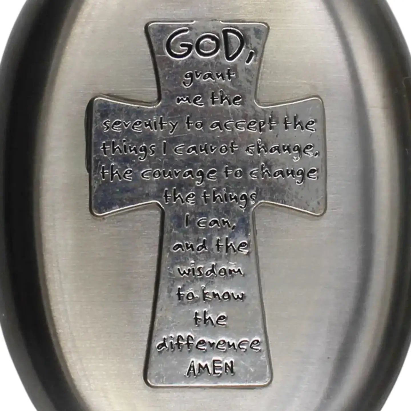 "God Grant Me..." Serenity Prayer Holy Water Flask SS   3 oz