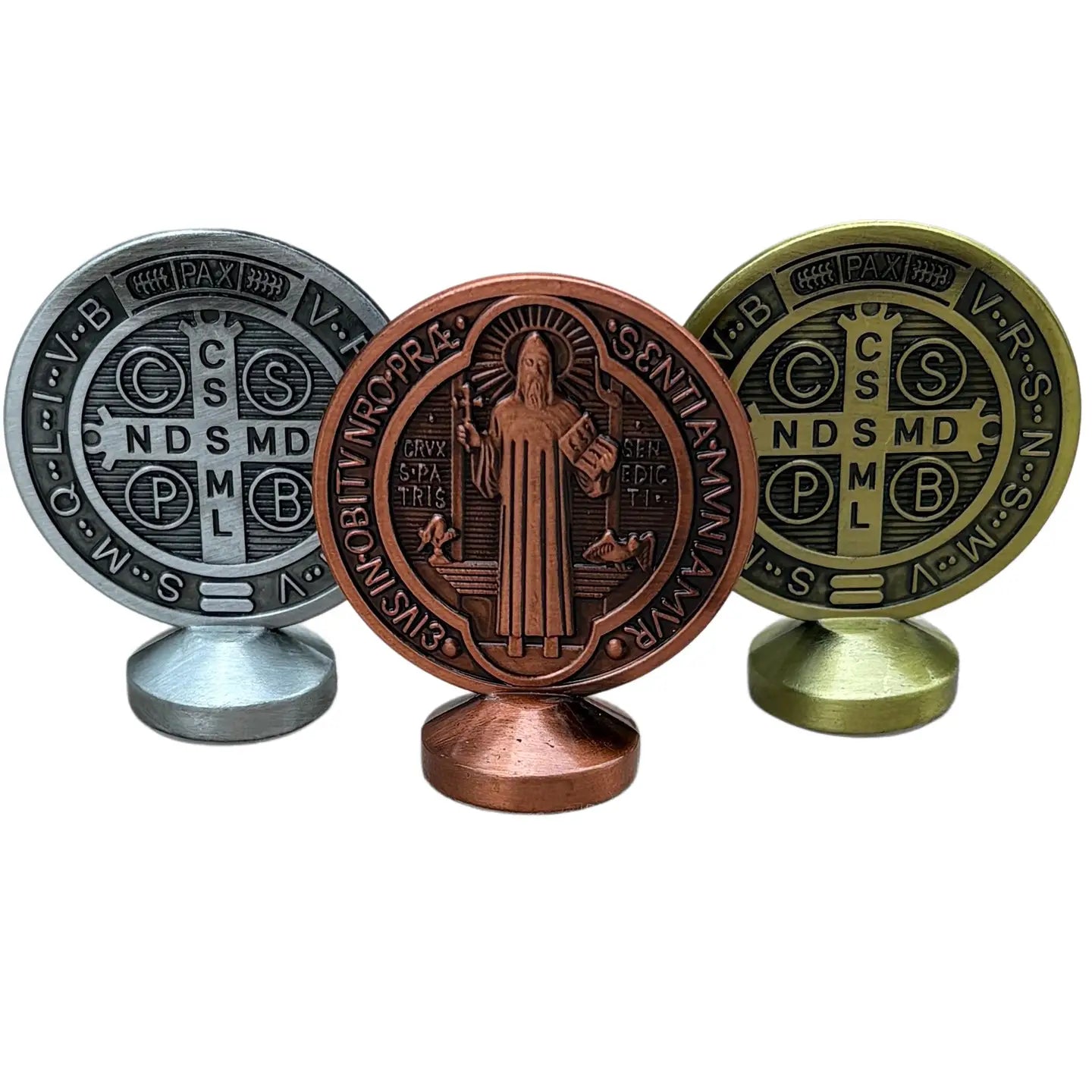 St. Benedict Medal Statuette Chrome   2.25”