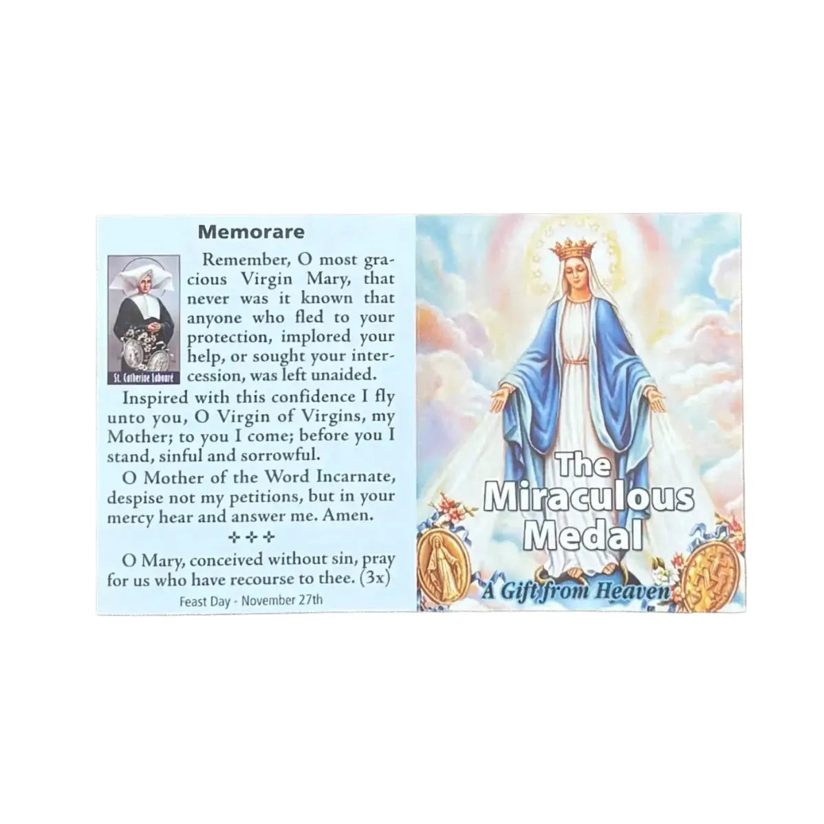 The Miraculous Medal Memorare Prayer Card Pamphlet  (25/pk)