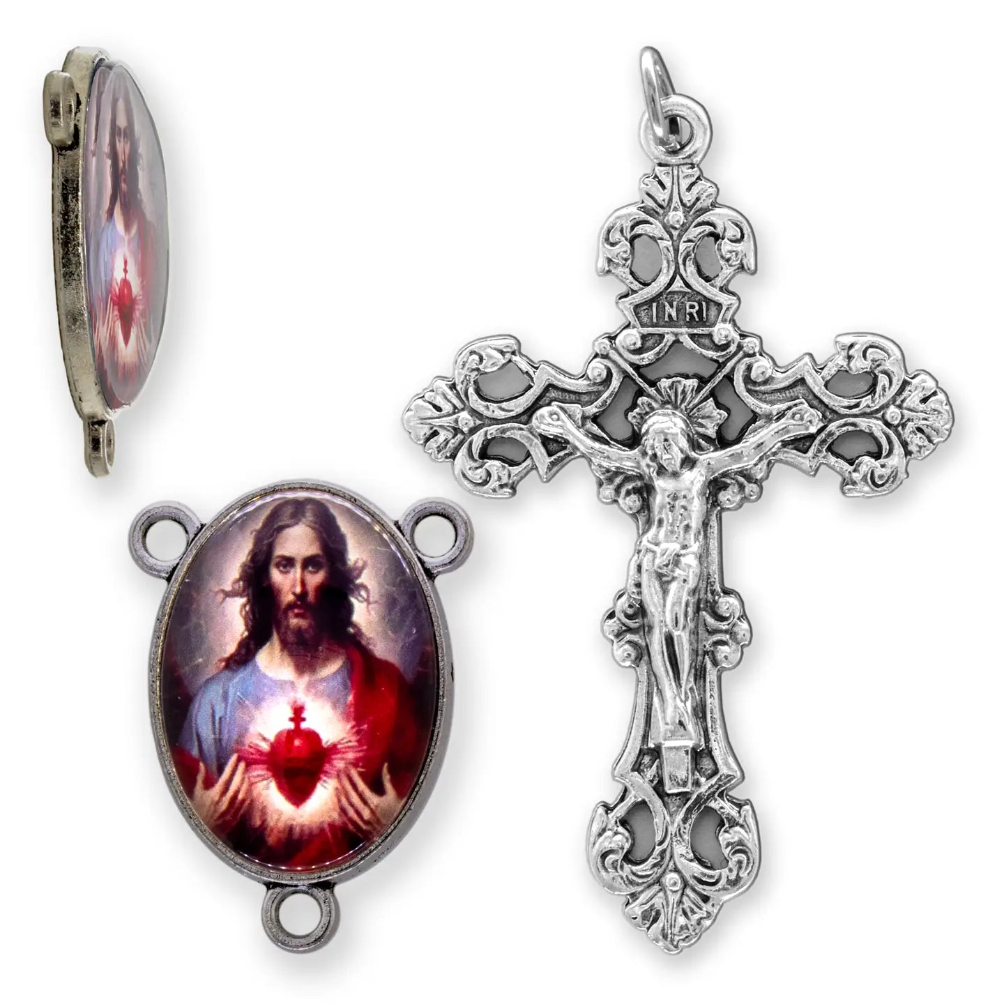Sacred Heart of Jesus Rosary Center Set   (2.25" Crucifix)