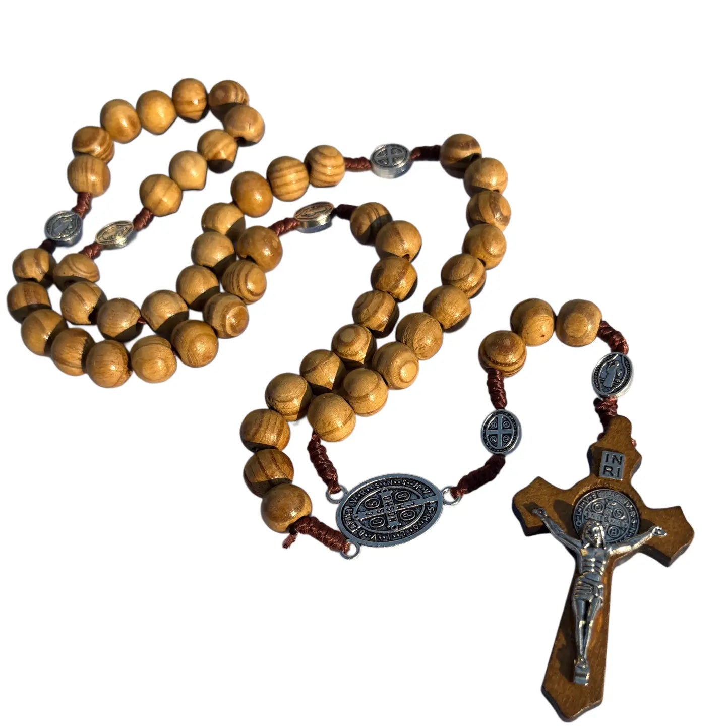 St. Benedict Wooden Rosary    18" *SALE*