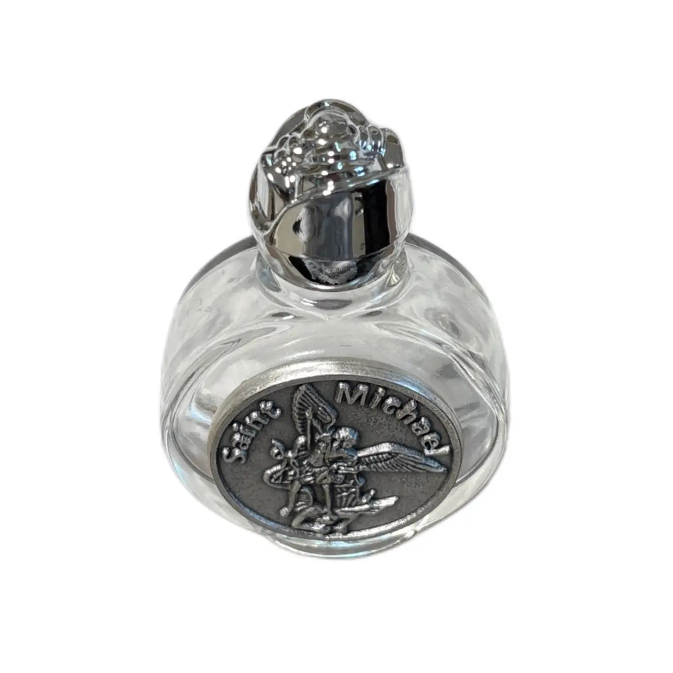 Holy Water Bottle - St. Michael w/ Rose Top   2.5"