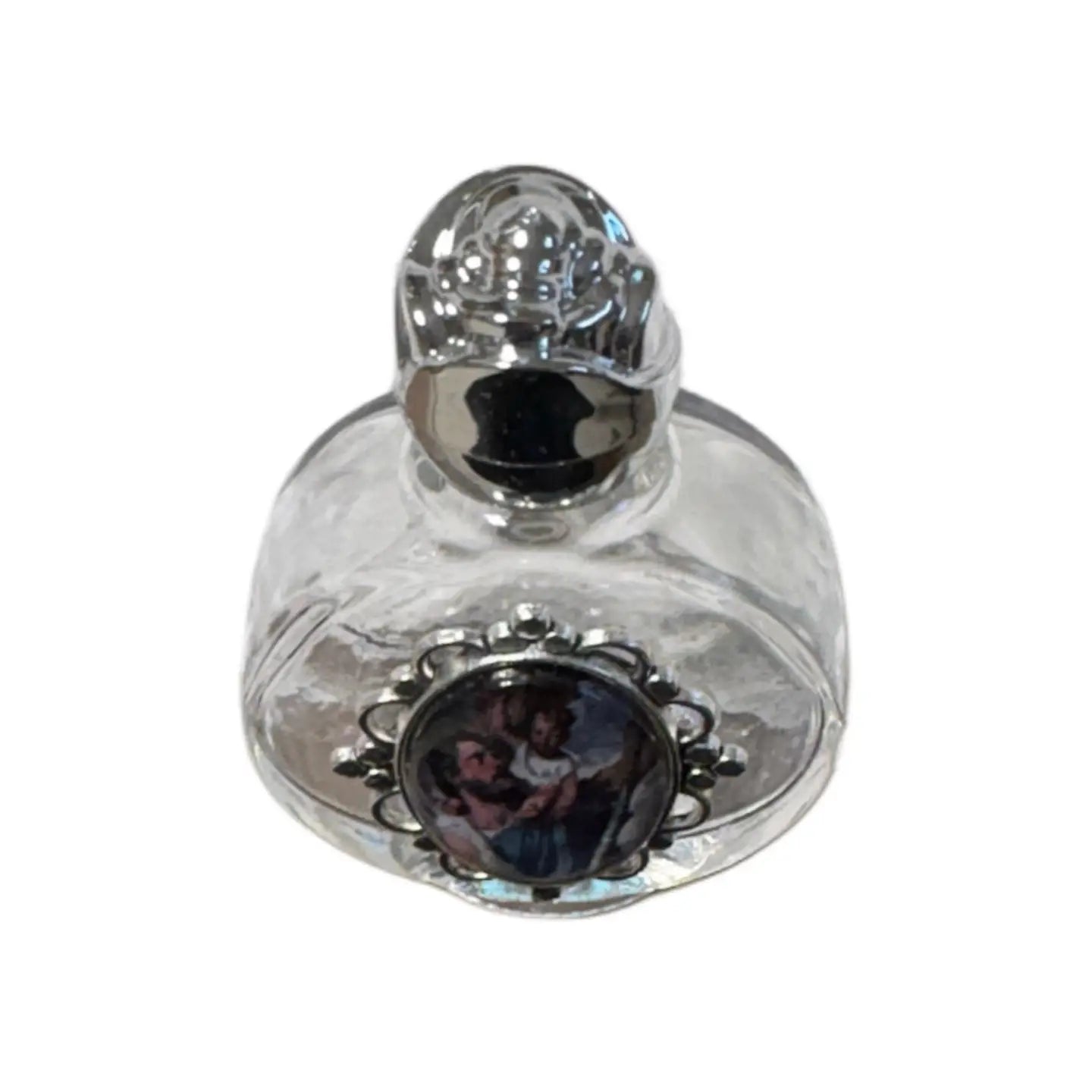 Holy Water Bottle - St. Christopher Encased w/ Rose Top 2.5"