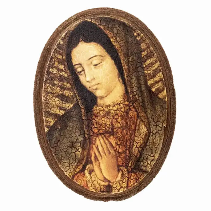 Our Lady of Guadalupe Oval Retablo Wall Art   7.75"