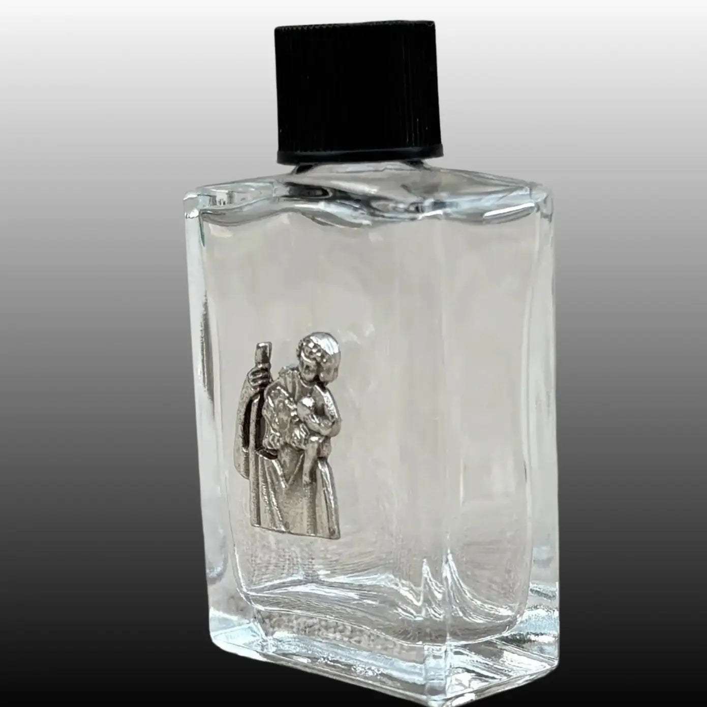 St. Christopher Holy Water Bottle w/ Pewter Charm 2.5"