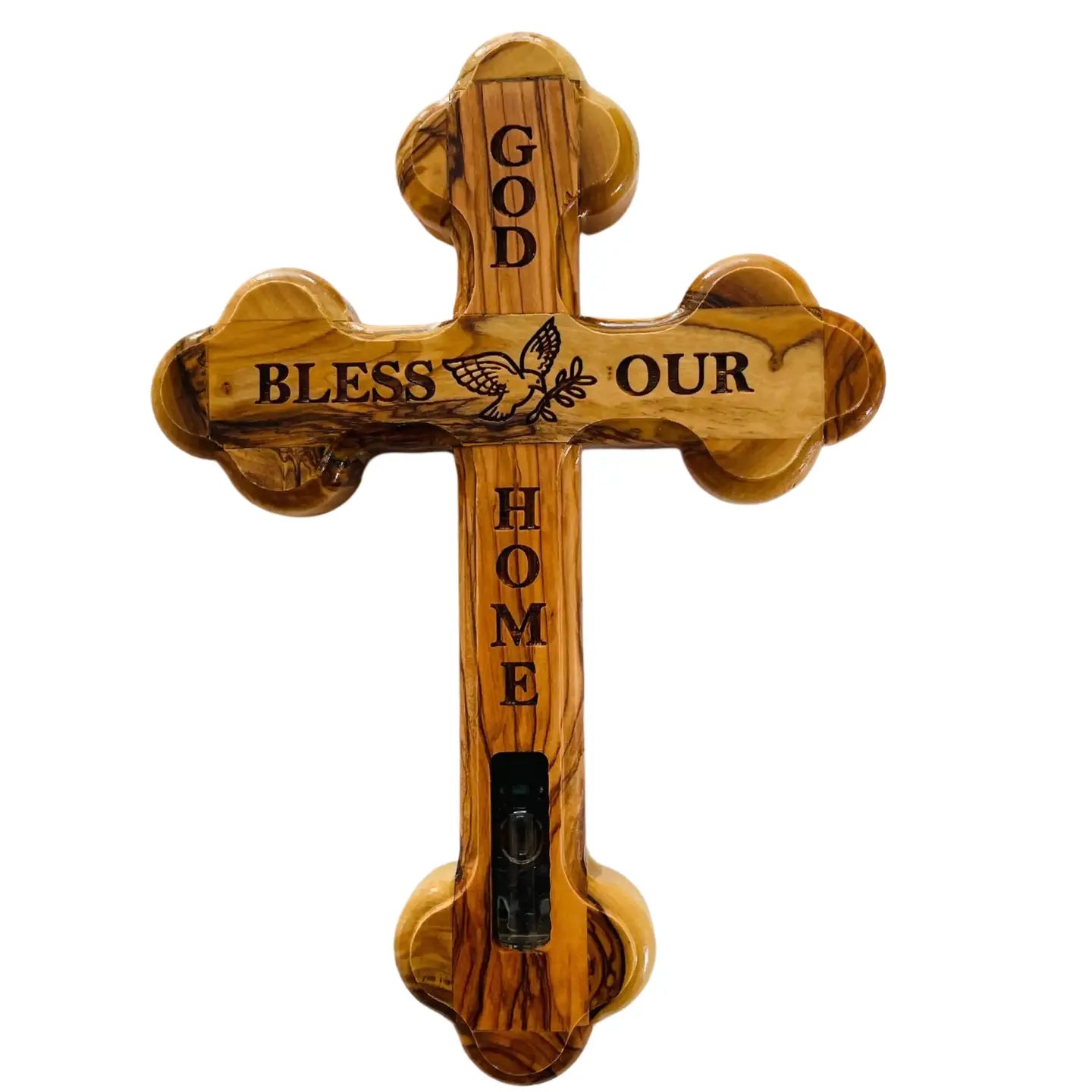 Olive Wood "God Bless Our Home" Cross from Holy Land   7.5"