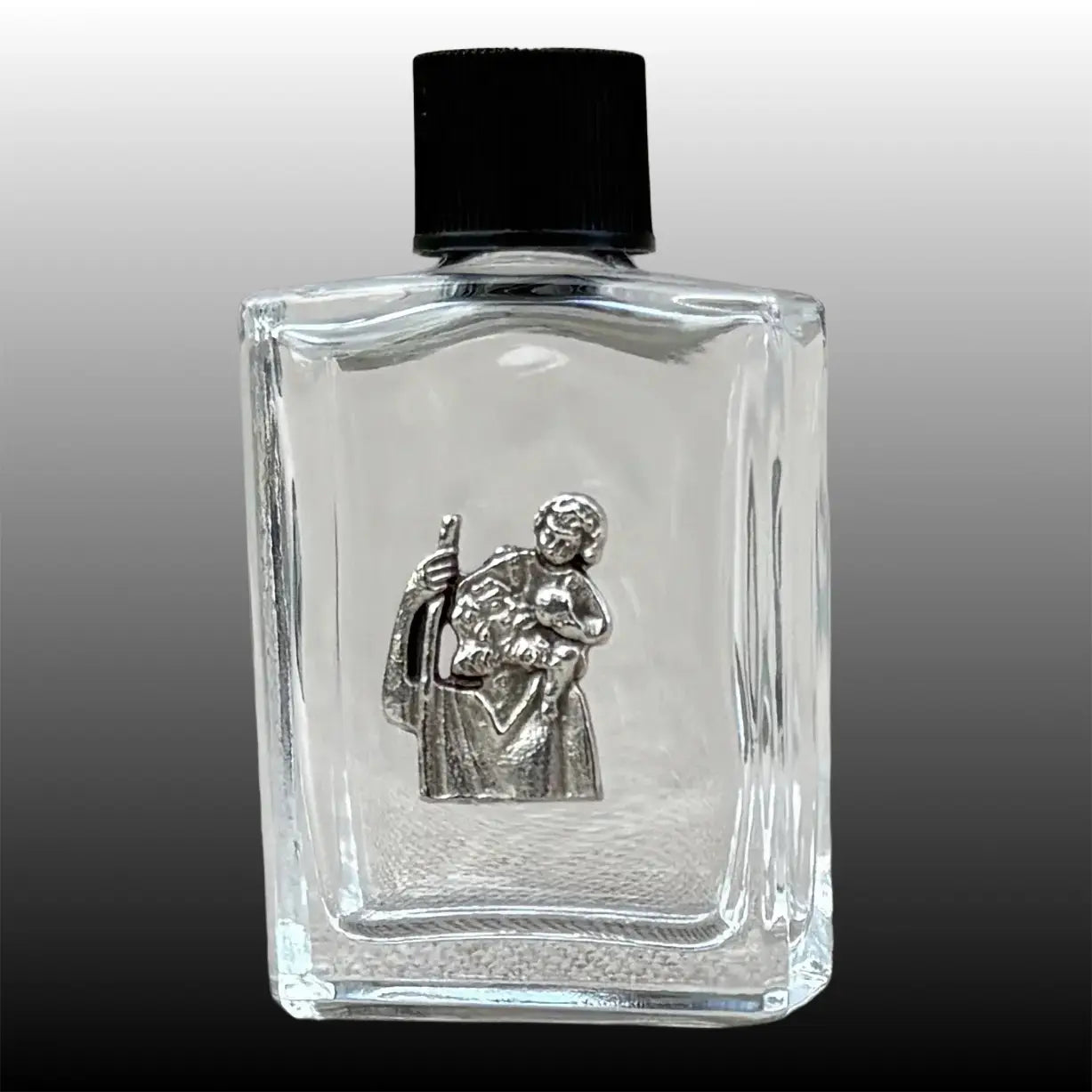 St. Christopher Holy Water Bottle w/ Pewter Charm 2.5"