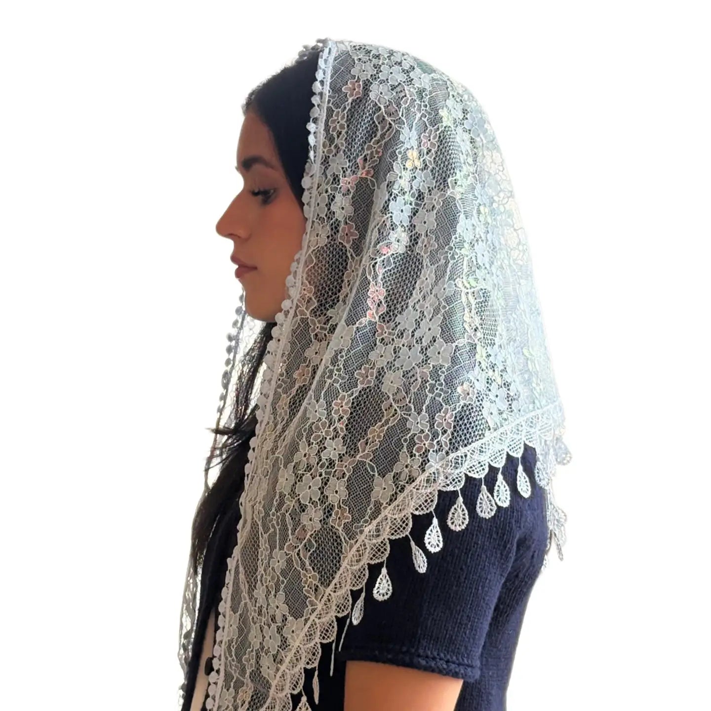 Veil ~ St. Kateri  - WHITE IRIDESCENCE