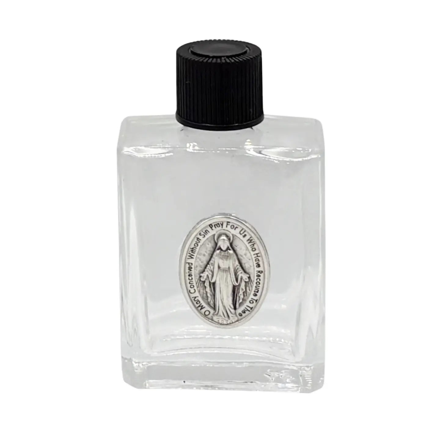 Holy Water Bottle - Miraculous Mother w/ Pewter Charm 2.5"