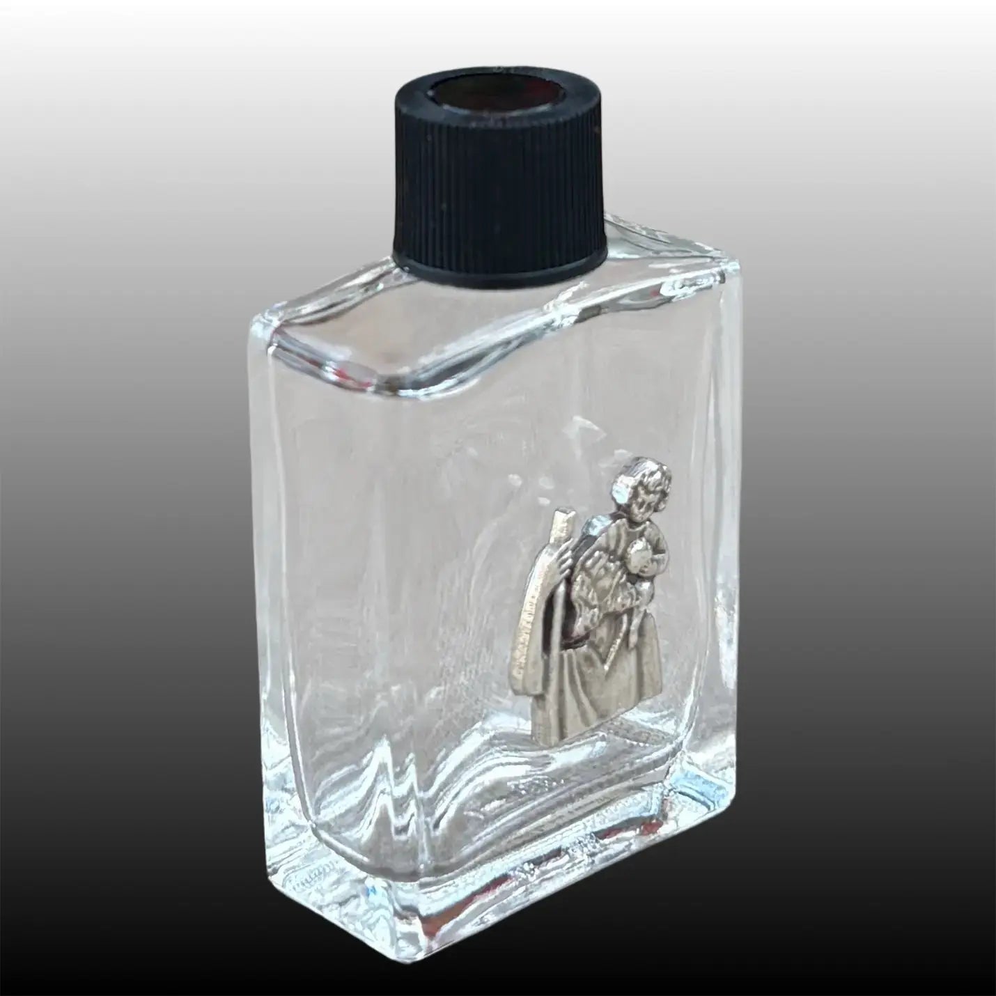 St. Christopher Holy Water Bottle w/ Pewter Charm 2.5"
