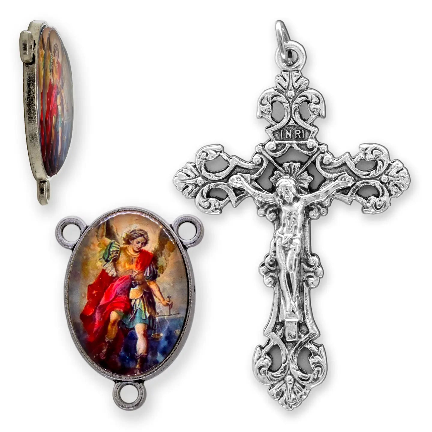 St. Michael (B) Rosary Center Set   (2.25" Crucifix)