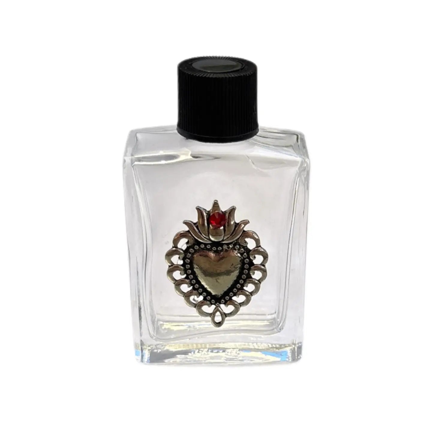 Sacred Heart Holy Water Bottle w/ Pewter Charm 2.5"