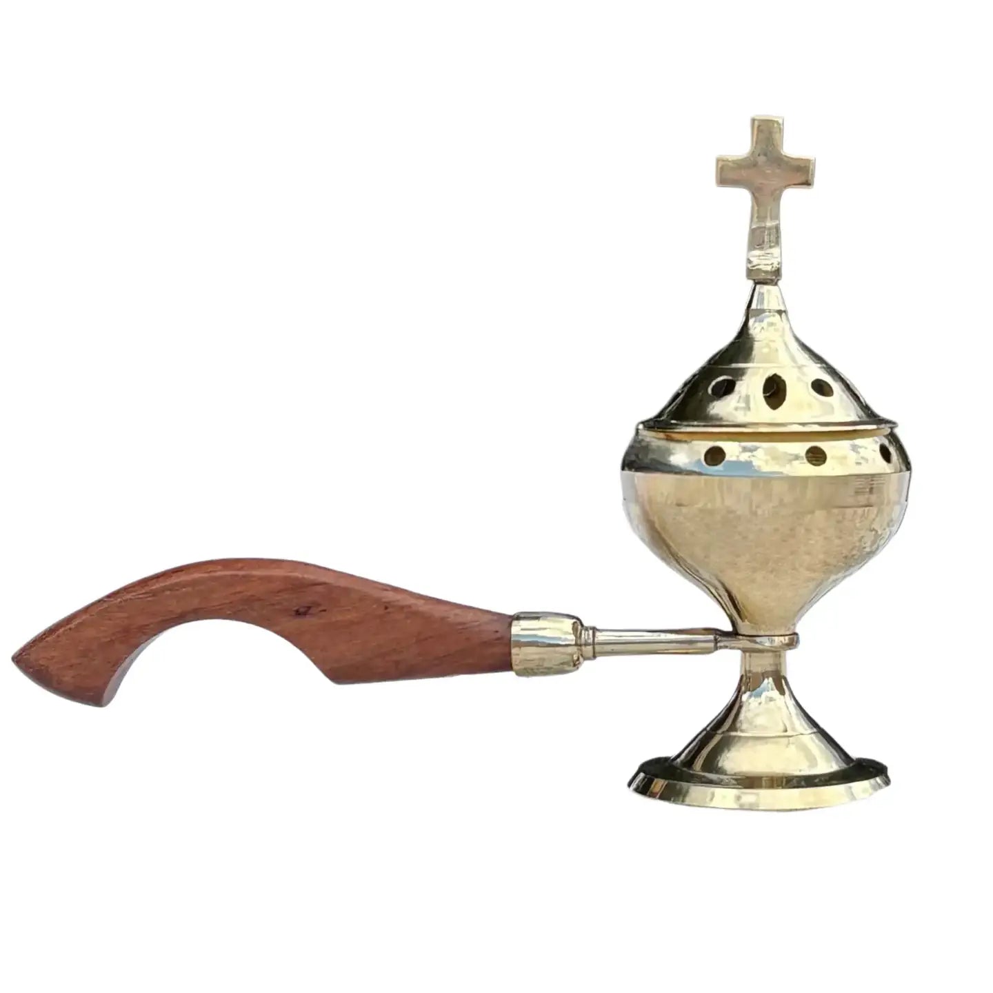 Incense Burner w/ Handle Brass   7"