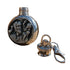 St. Christopher Holy Water Flask SS Round w/ Keychain   1 oz