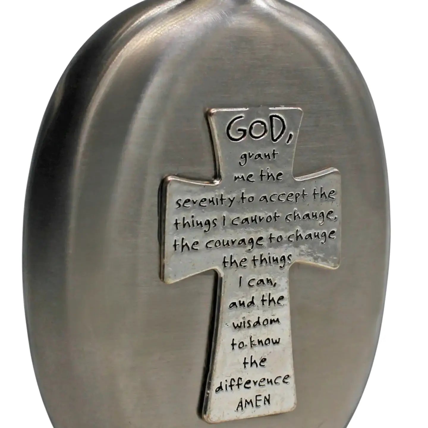 "God Grant Me..." Serenity Prayer Holy Water Flask SS   3 oz