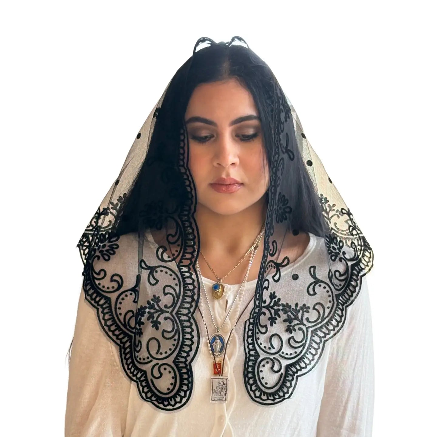 Veil ~ Lady of LOURDES - BLACK