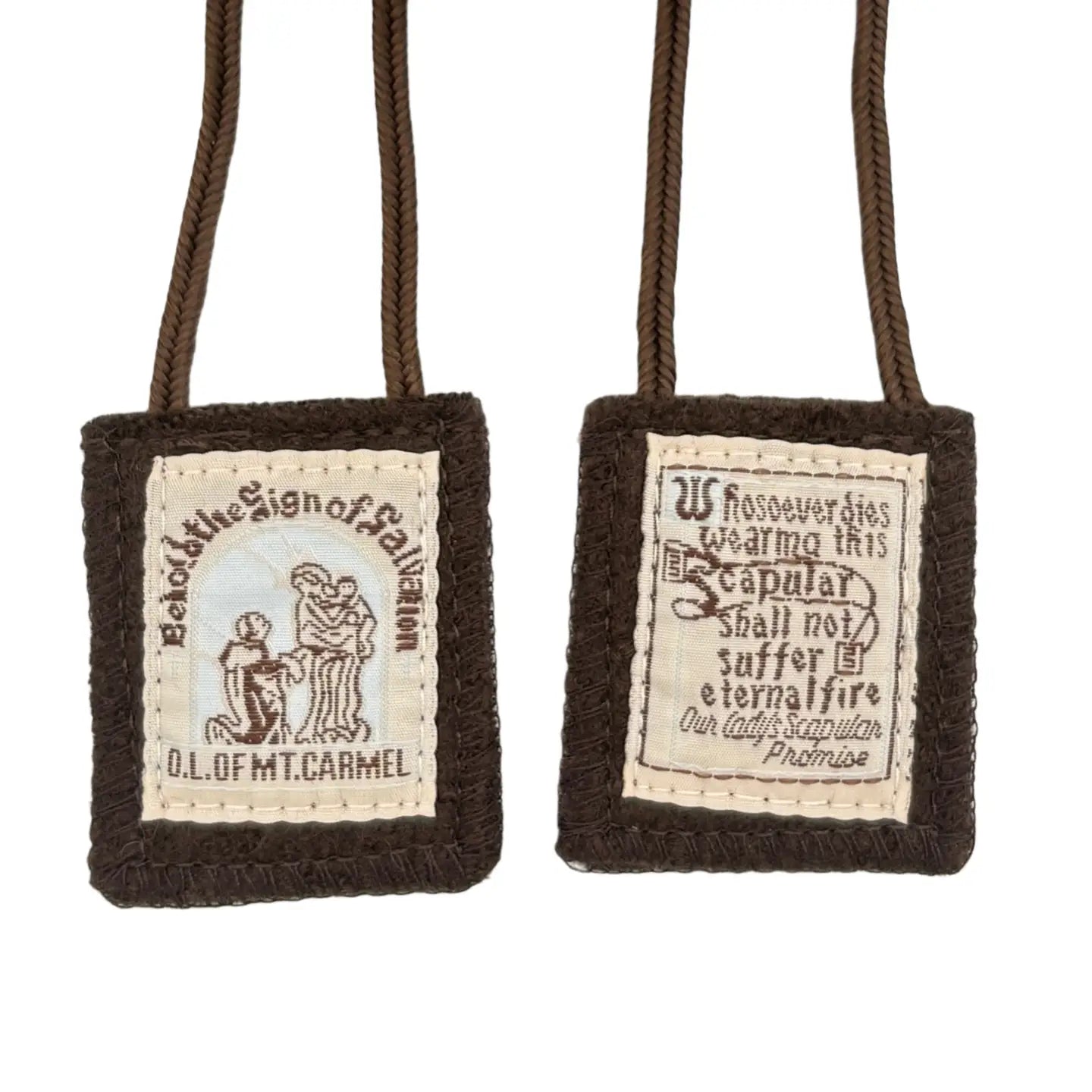 Scapular- Lady of Mt. Carmel + St. Simon Stock BROWN   2”