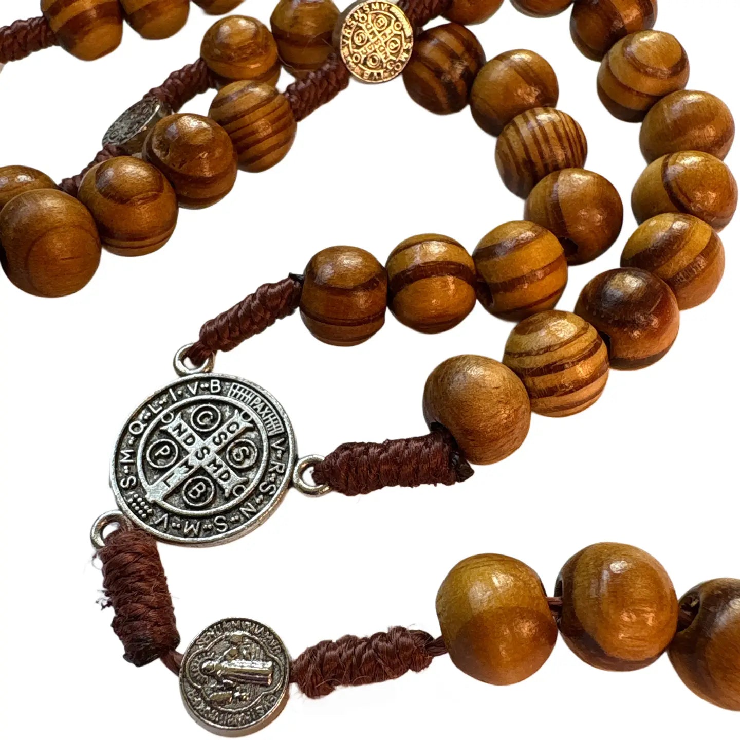 St. Benedict Wooden Rosary in Tin *NEW LOOK*