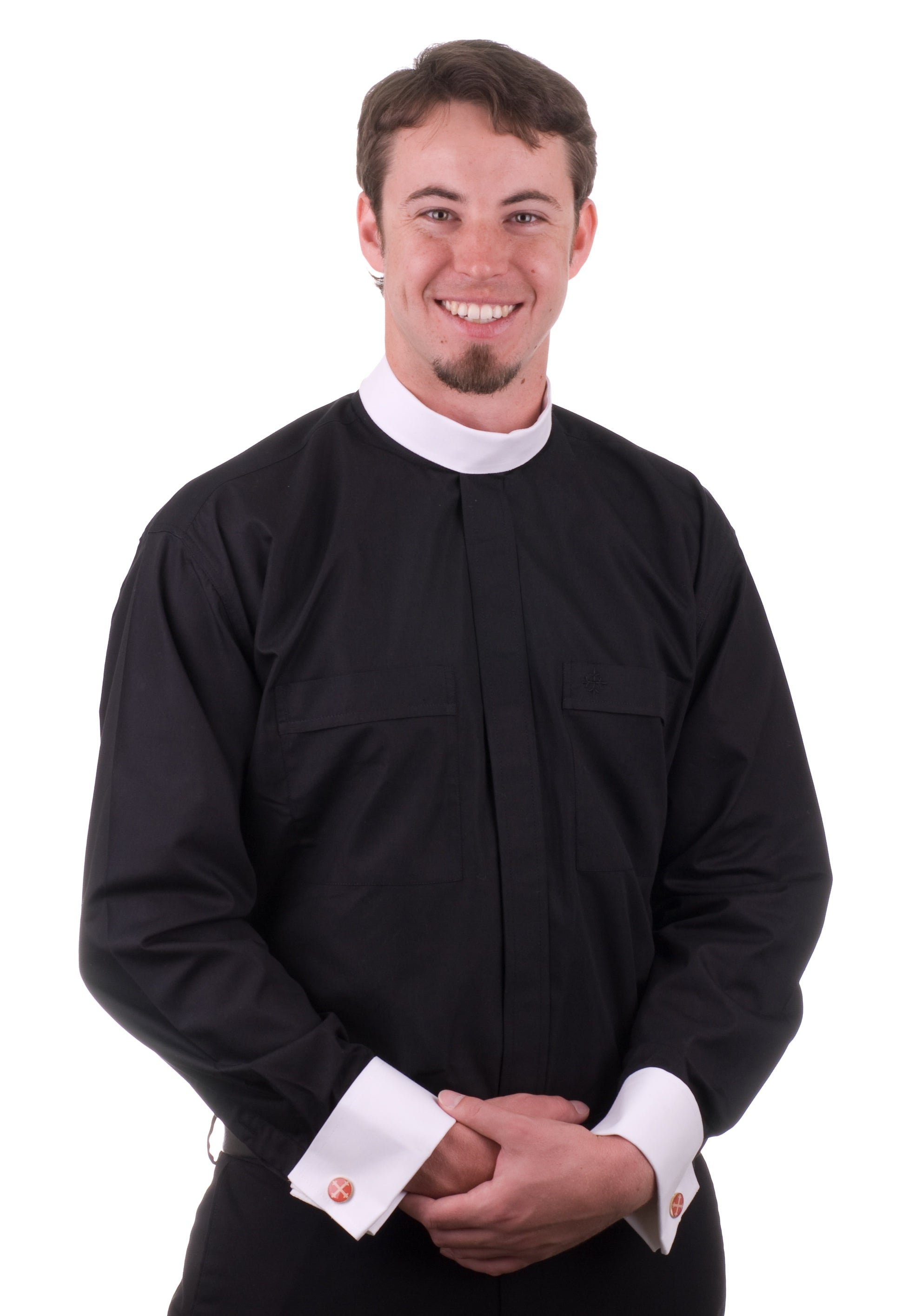 8800 Long Sleeve Black NB Shirt w/ White French Cuffs