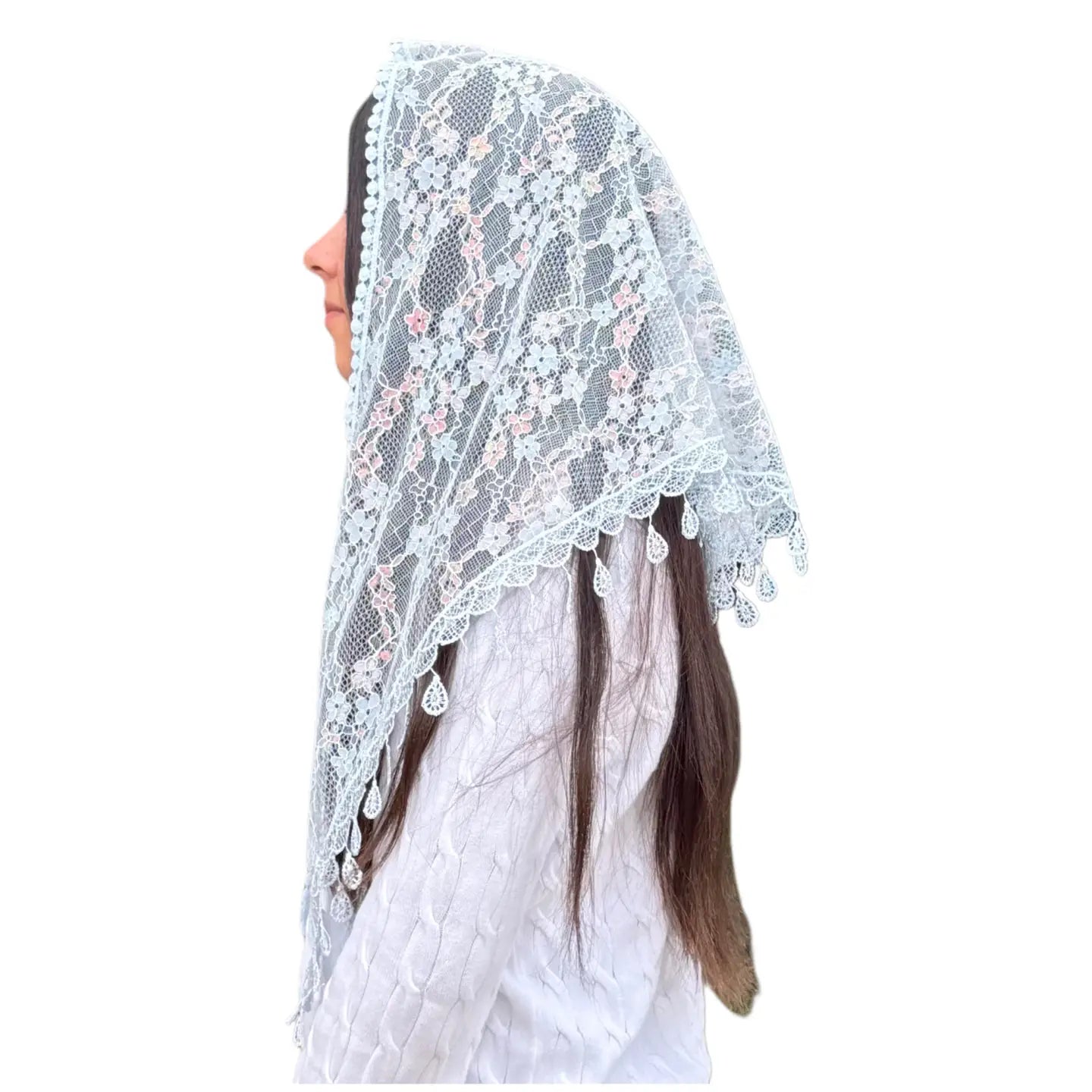 Veil ~ St. Kateri  - BLUE IRIDESCENCE