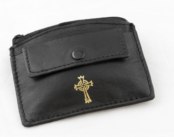 2-Pocket Leather Rosary and Coin Pouch