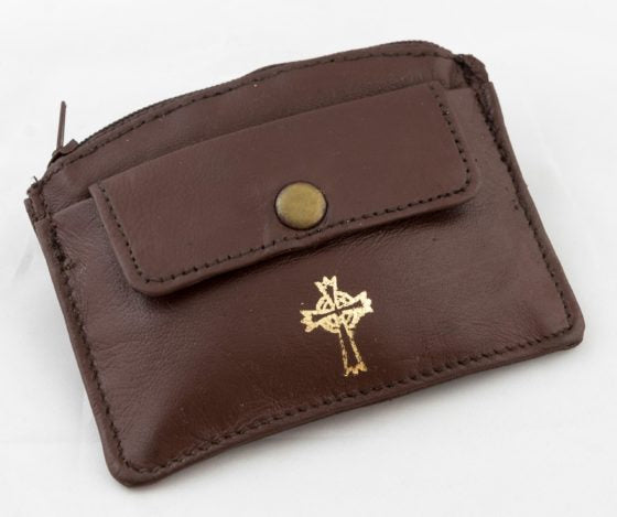 2-Pocket Leather Rosary and Coin Pouch