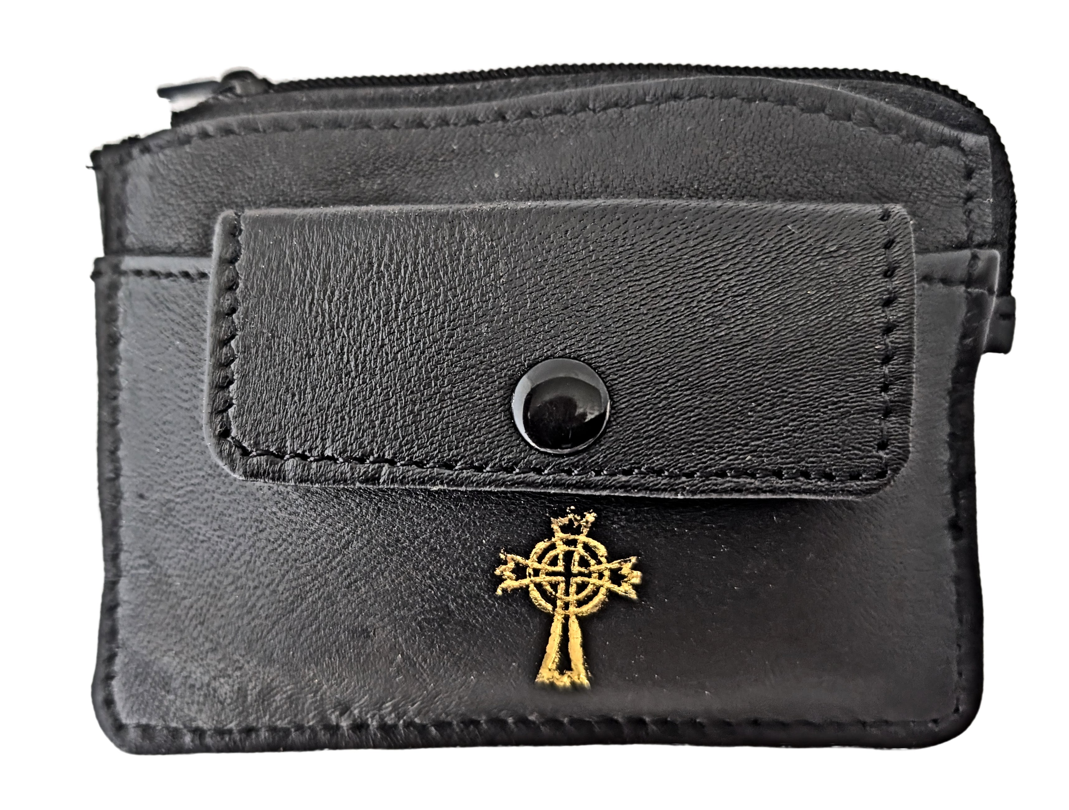 2-Pocket Leather Rosary and Coin Pouch