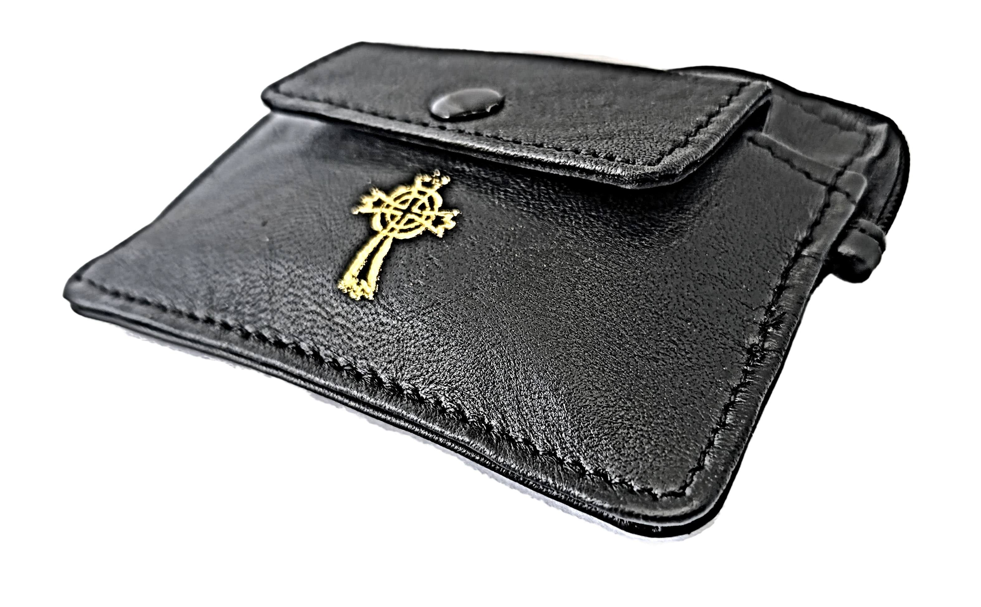 2-Pocket Leather Rosary and Coin Pouch