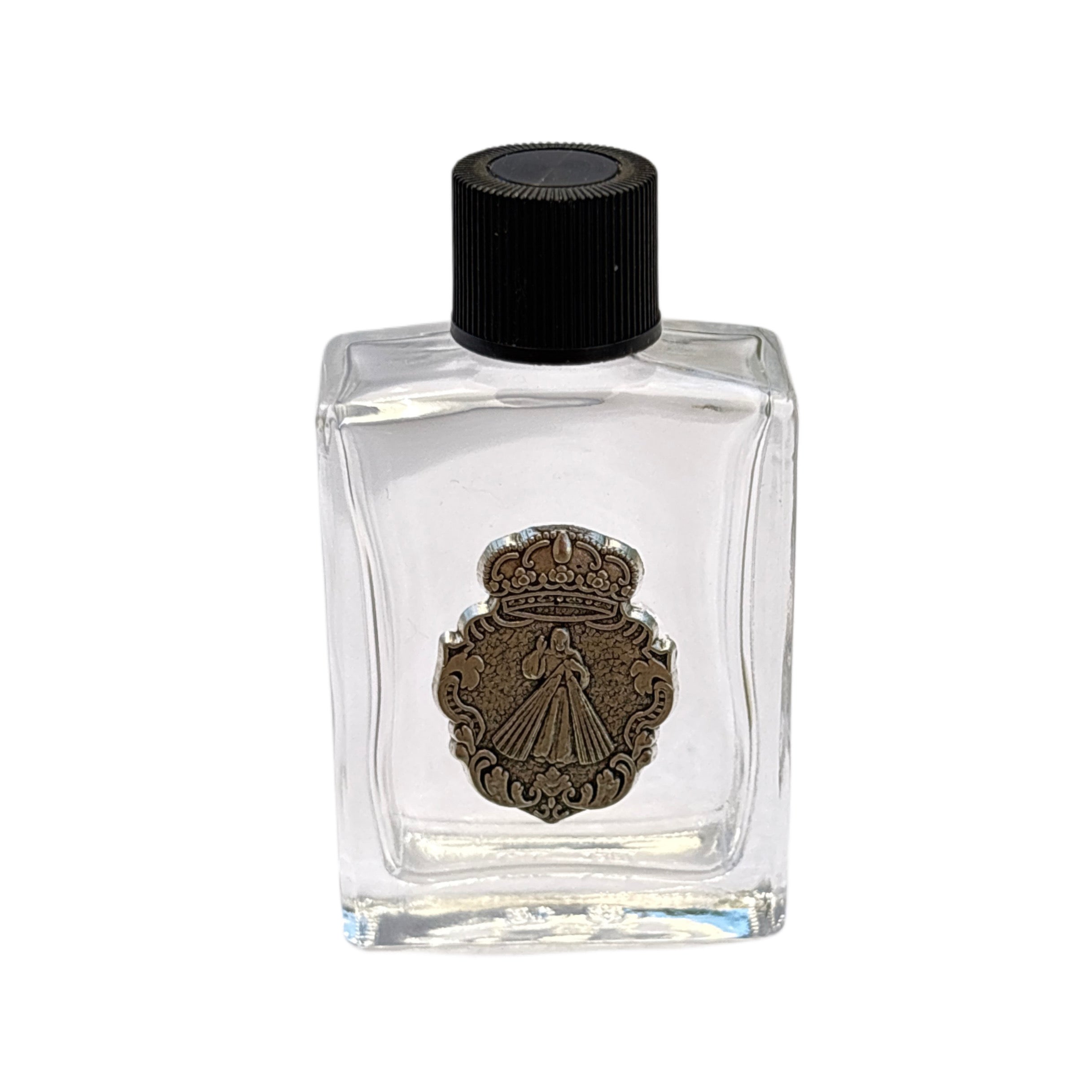 Divine Mercy Holy Water Bottle w/ Pewter Charm 2.5"