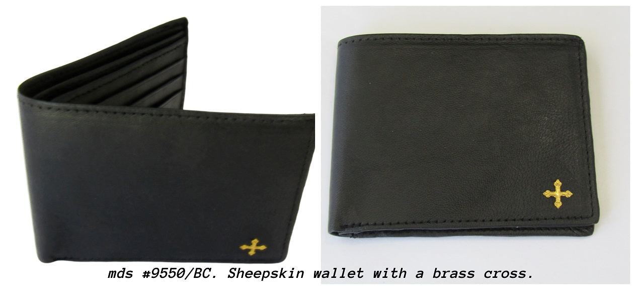 Leather Wallet w/ Brass Cross (9550/BC)