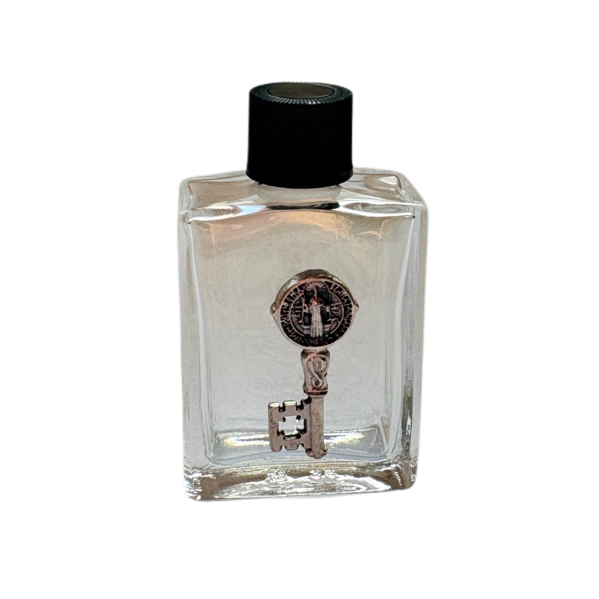 St. Benedict Key Holy Water Bottle w/ Pewter Charm 2.5"