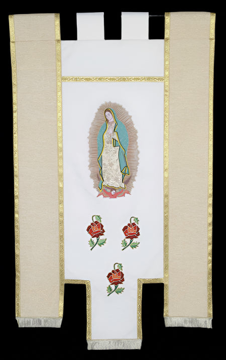Our Lady of Guadalupe Hand Embroidered Silk Banner