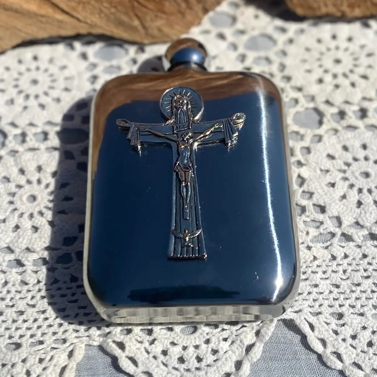 Holy Trinity Cross Holy Water Flask SS  5 oz