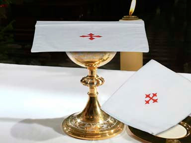 Cotton Altar Linens with Red Cross (H100R)