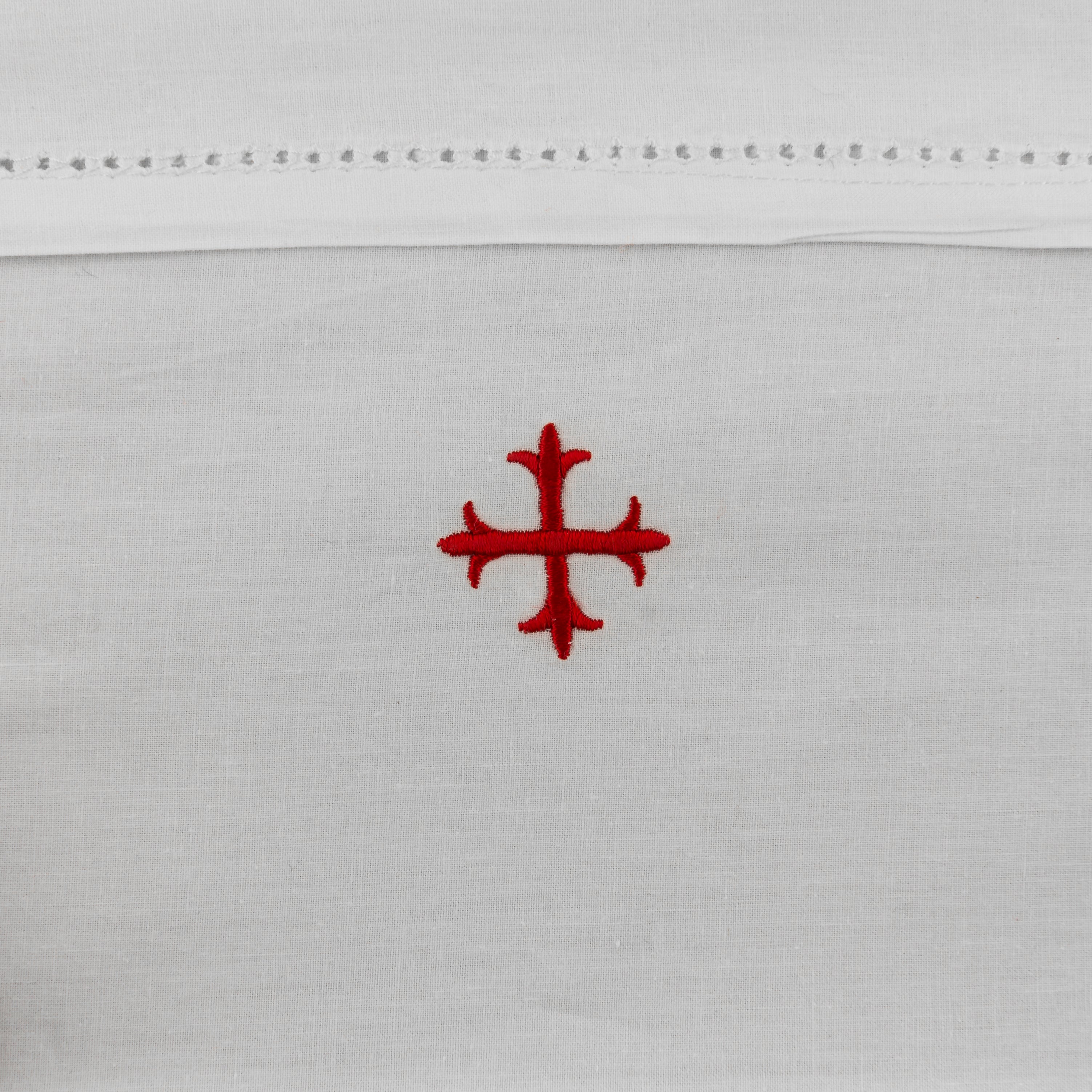Cotton Altar Linens with Red Cross (H100R)