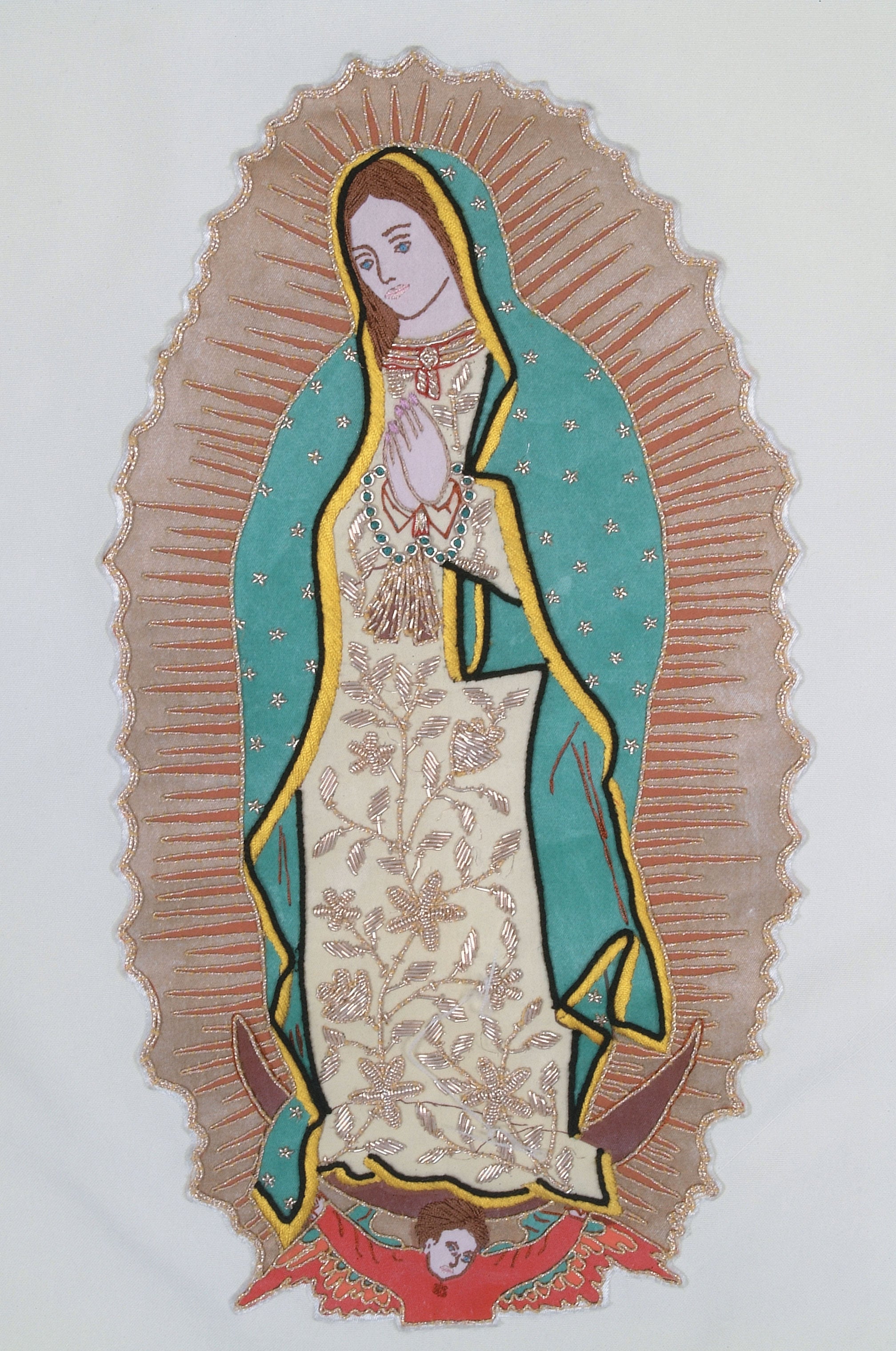 Our Lady of Guadalupe Hand Embroidered Silk Banner