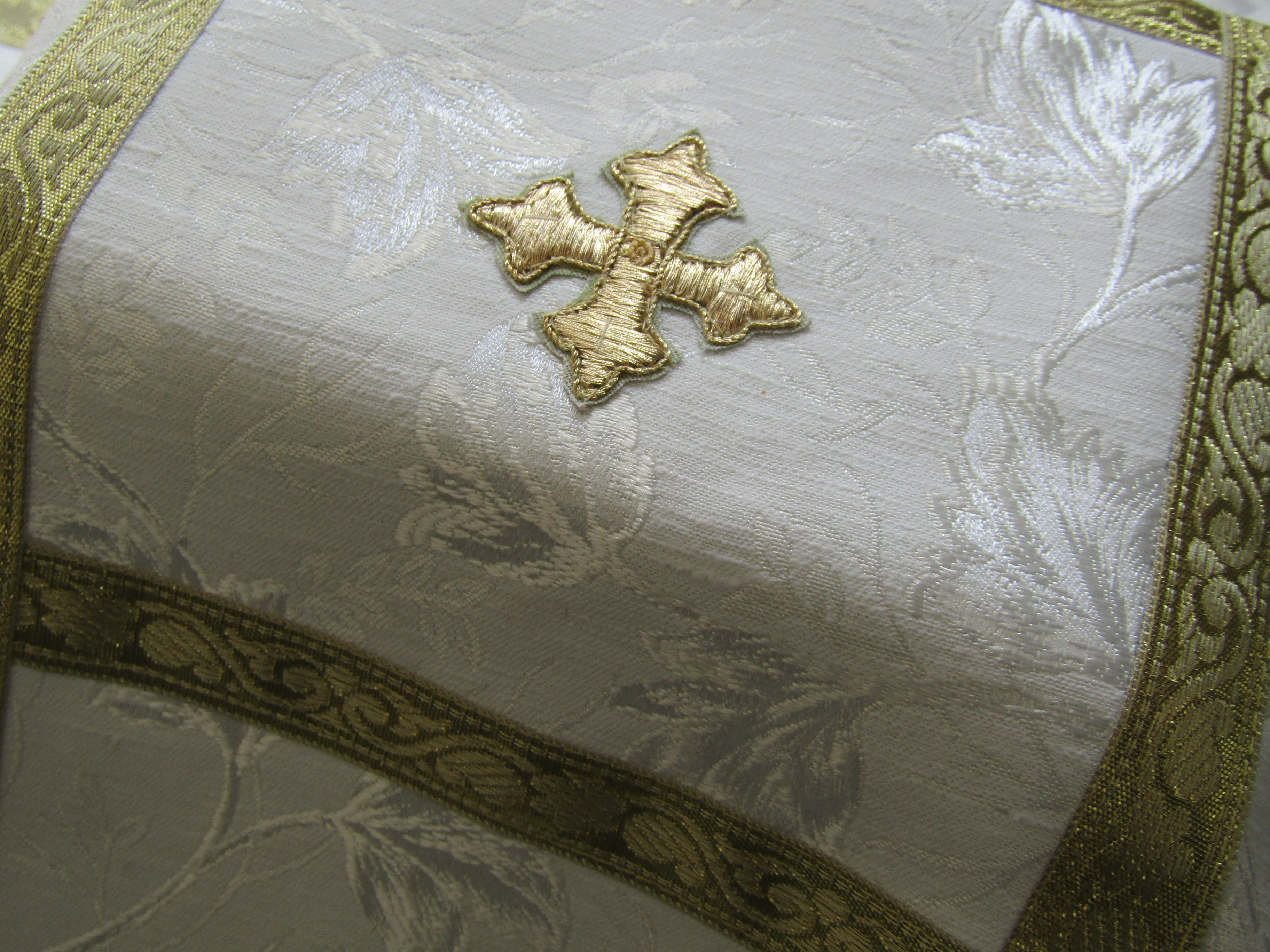 Jacquard Fabric Hand-Embroidered Cross Urn Cover