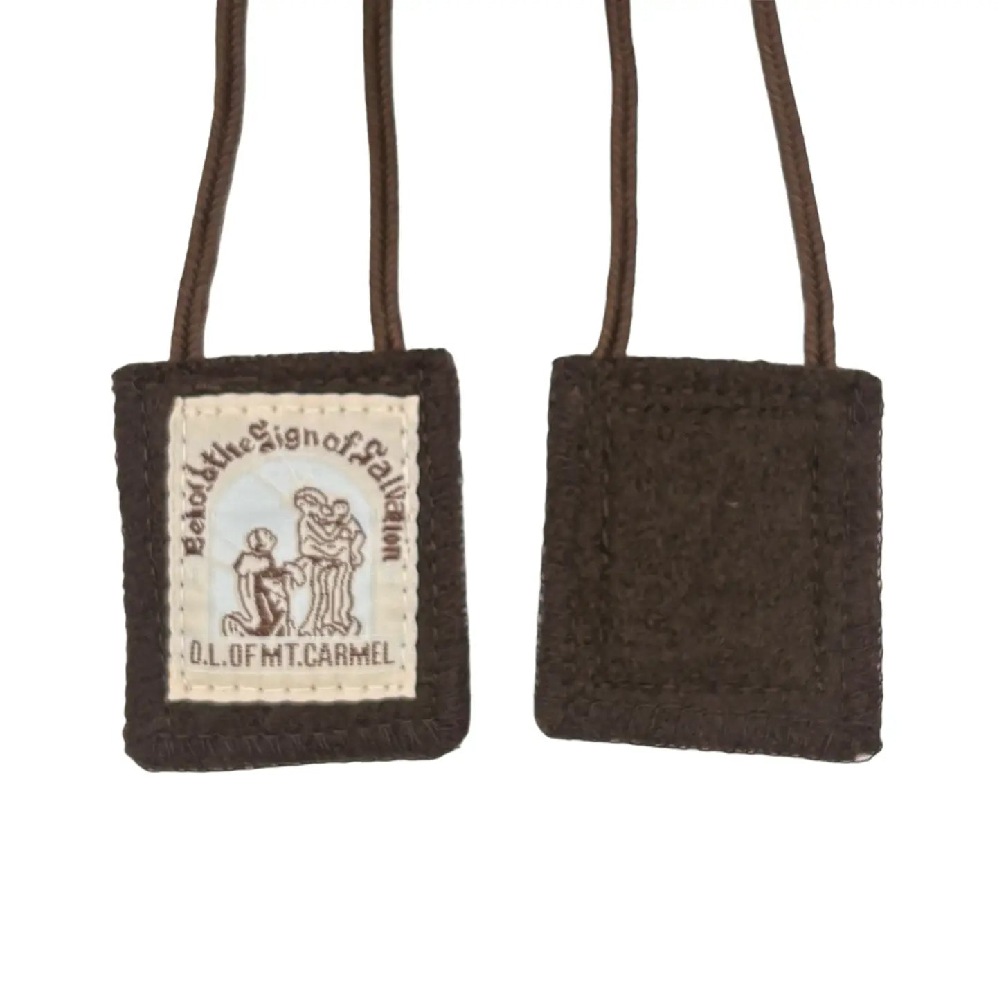 Scapular- Lady of Mt. Carmel + St. Simon Stock BROWN   2”