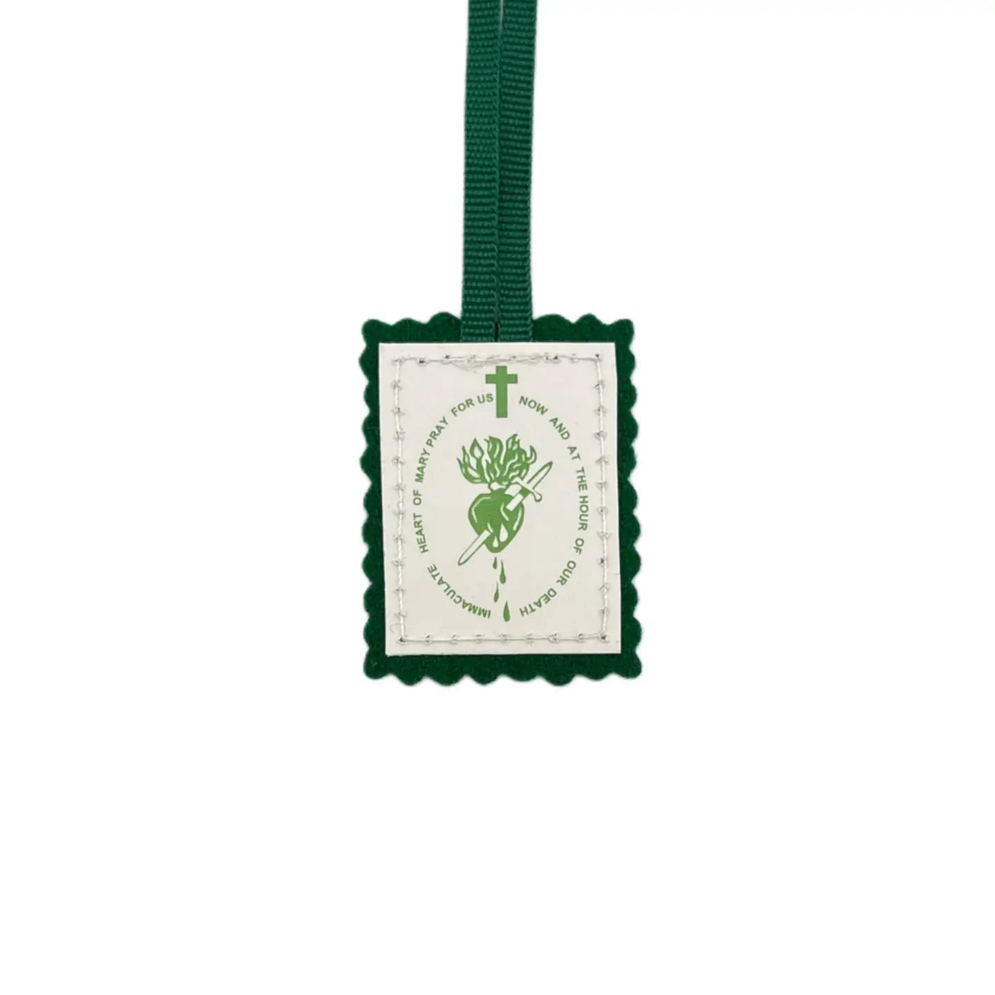 Scapular (Frontal)- Immaculate Heart of Mary GREEN 1.5”