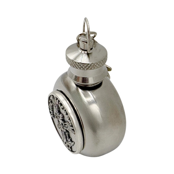 Holy Water Flask - Saint Michael Token SS w/ Keychain   1 oz