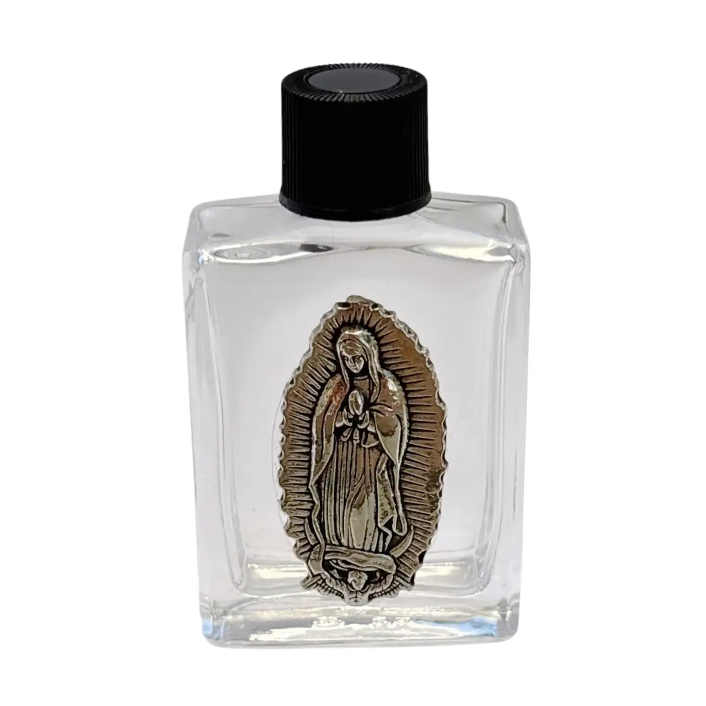 Holy Water Bottle - Our Lady of Guadalupe w/ Pewter Charm 2.5"