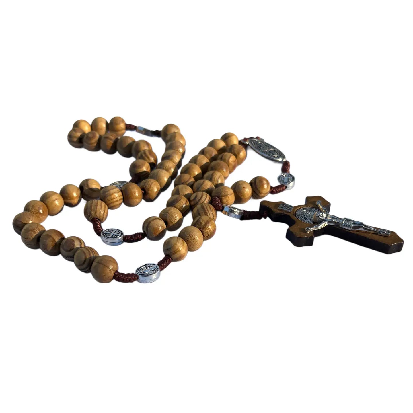 St. Benedict Wooden Rosary    18" *SALE*