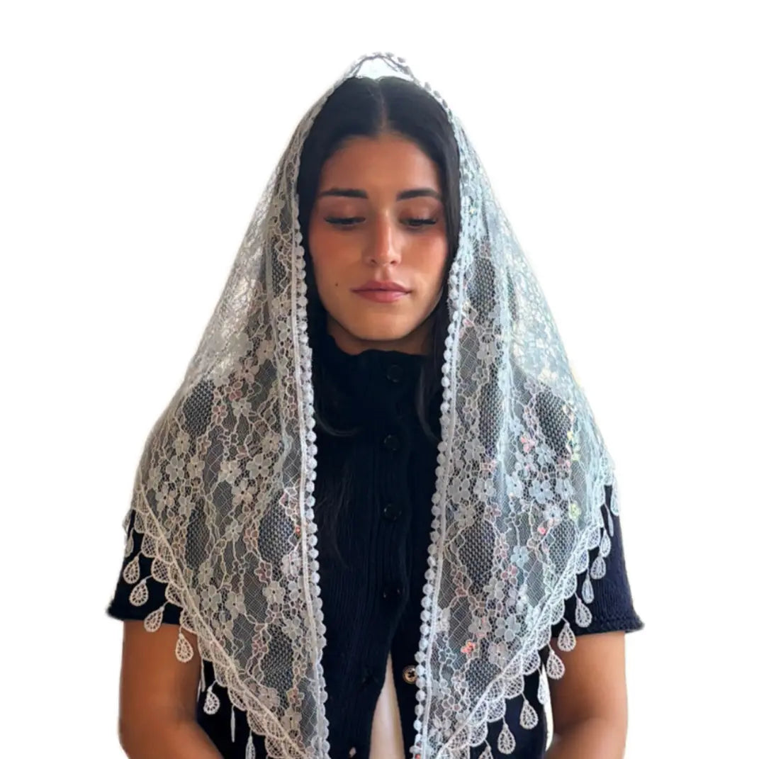 Veil ~ St. Kateri  - WHITE IRIDESCENCE