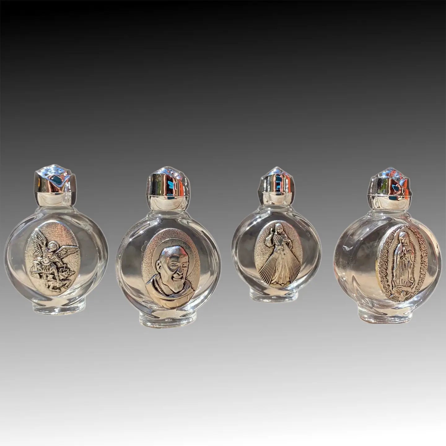 Divine Mercy Holy Water Bottle w/ Rose Top   2.5"