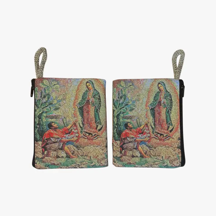 Rosary Pouch - OLOG w/ St. Juan Diego (ORANGE) 3" x 4"