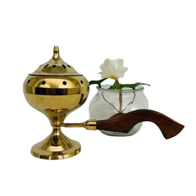 Incense Burner w/ Handle Brass   9"